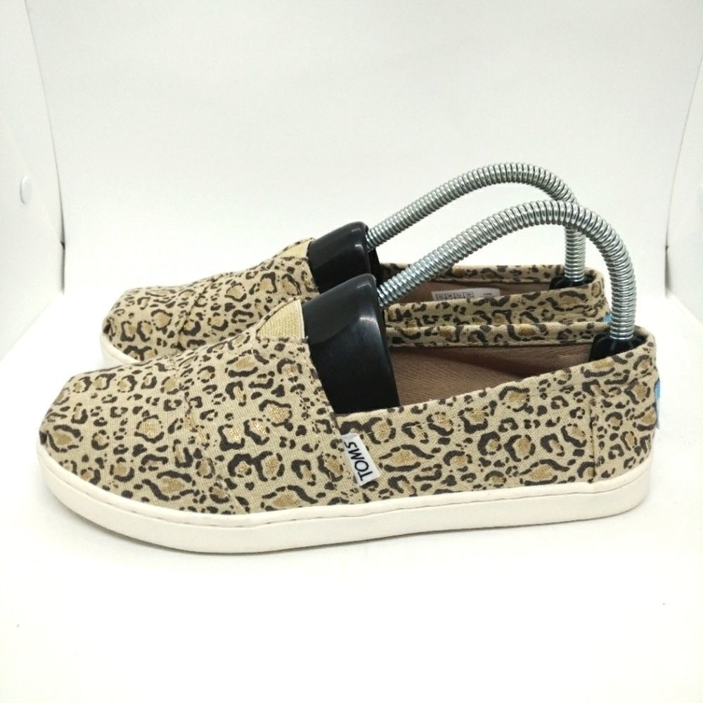 Toms Animal Print Flats Shoes Youth Girls Size 5 Y Beige,